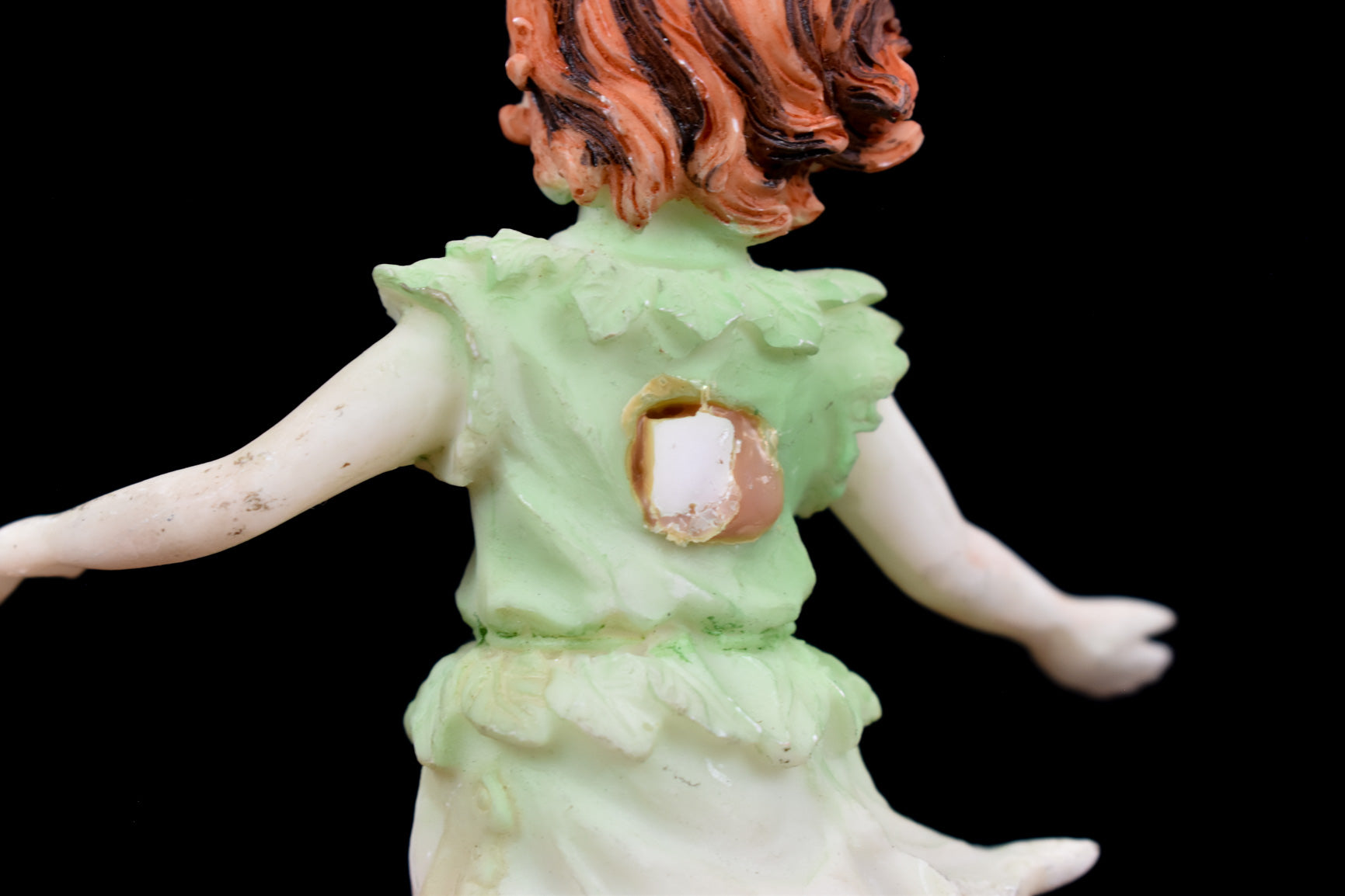 Red Haired Girl Faerie Flower Figurine Green Fairy Figurine Used