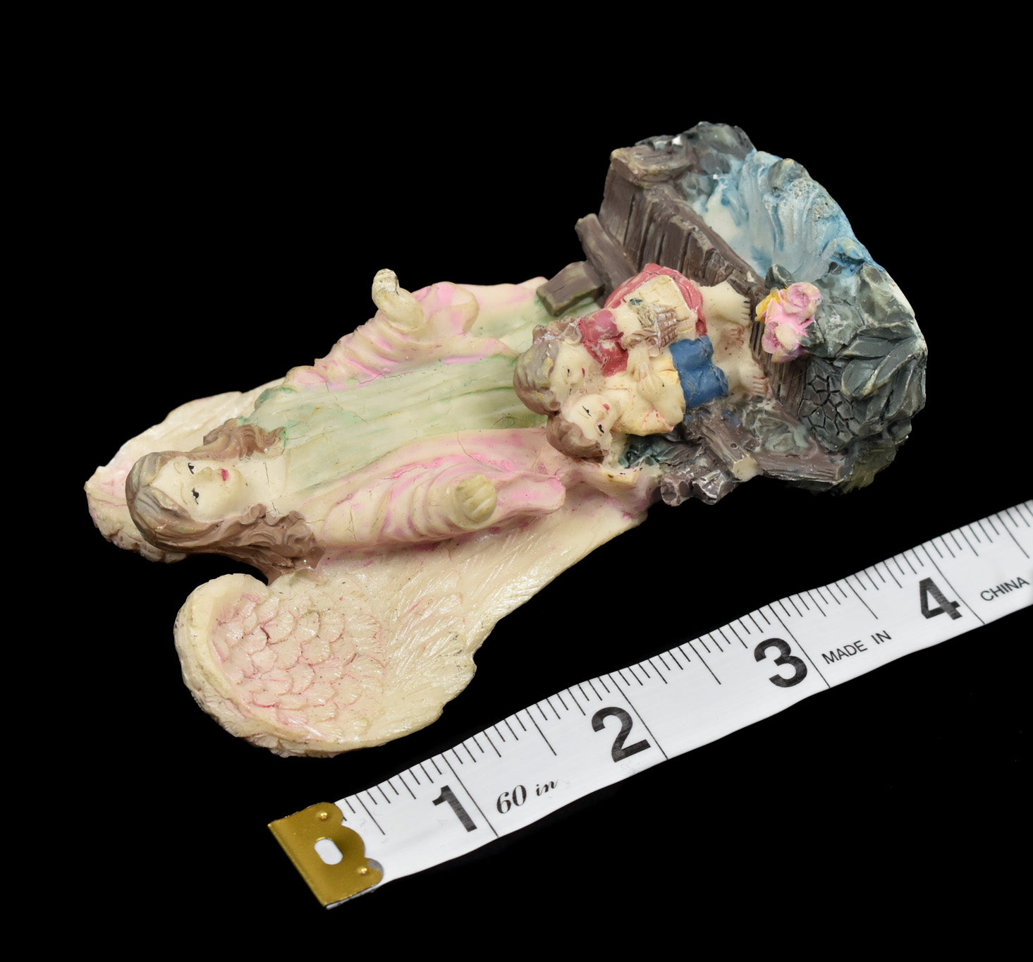 VINTAGE GUARDIAN ANGEL Bridge & Children CERAMIC FIGURINE Ave Maria Used Statue