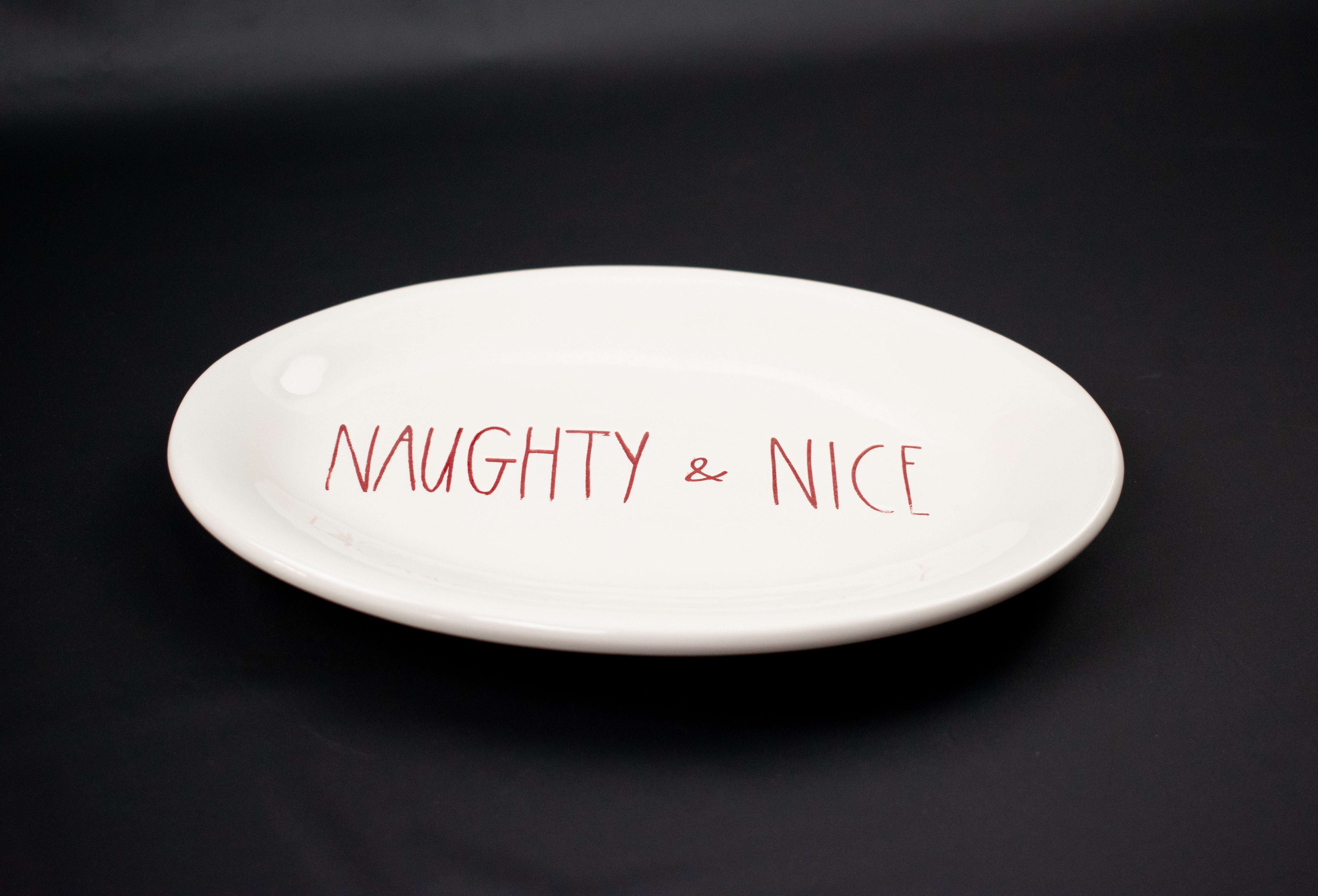 Rae Dunn Naughty & Nice Plate Authentic Dunn Holiday Plate
