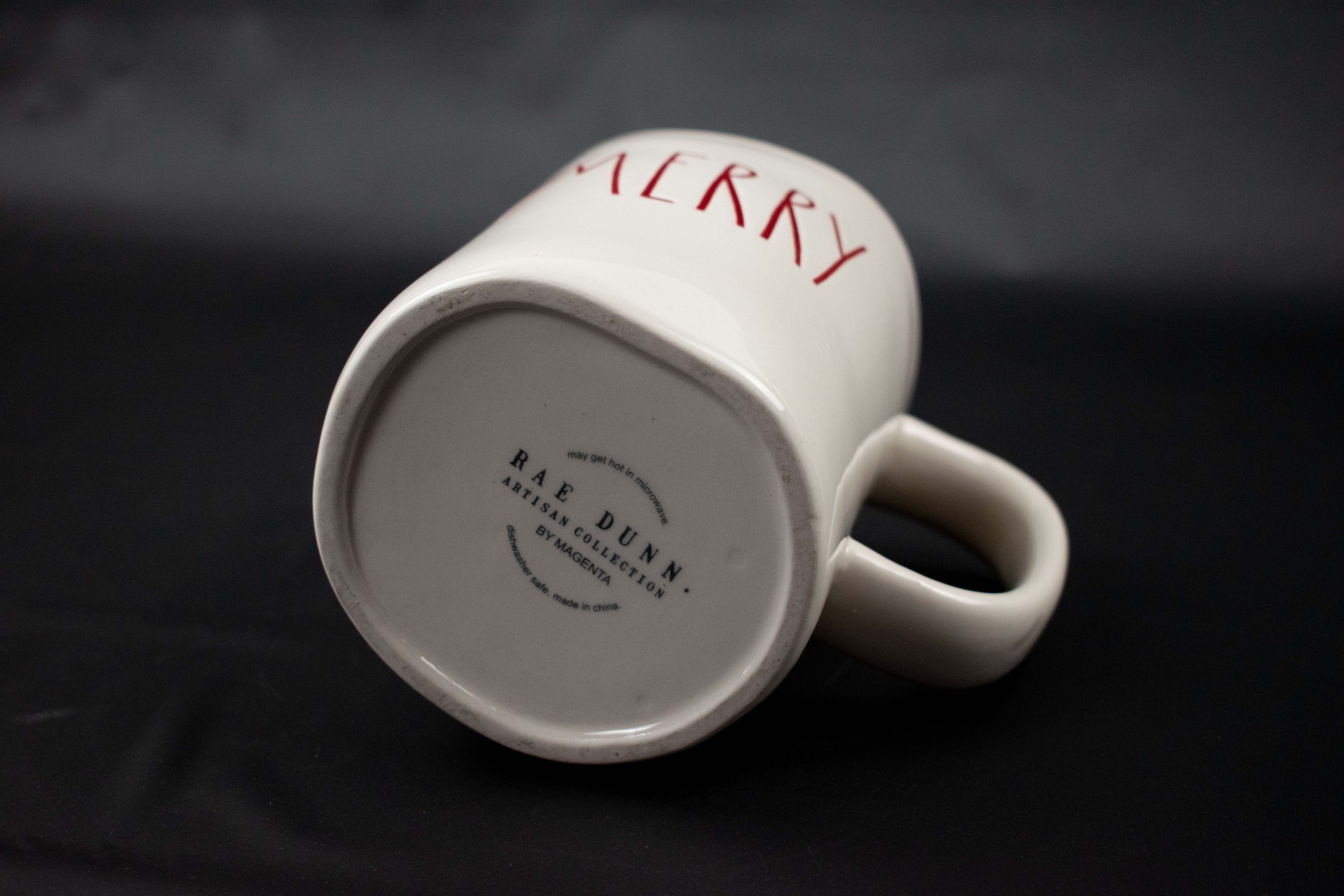 Rae Dunn Merry Red Letter Authentic Magenta Ceramic Mug Christmas Holiday