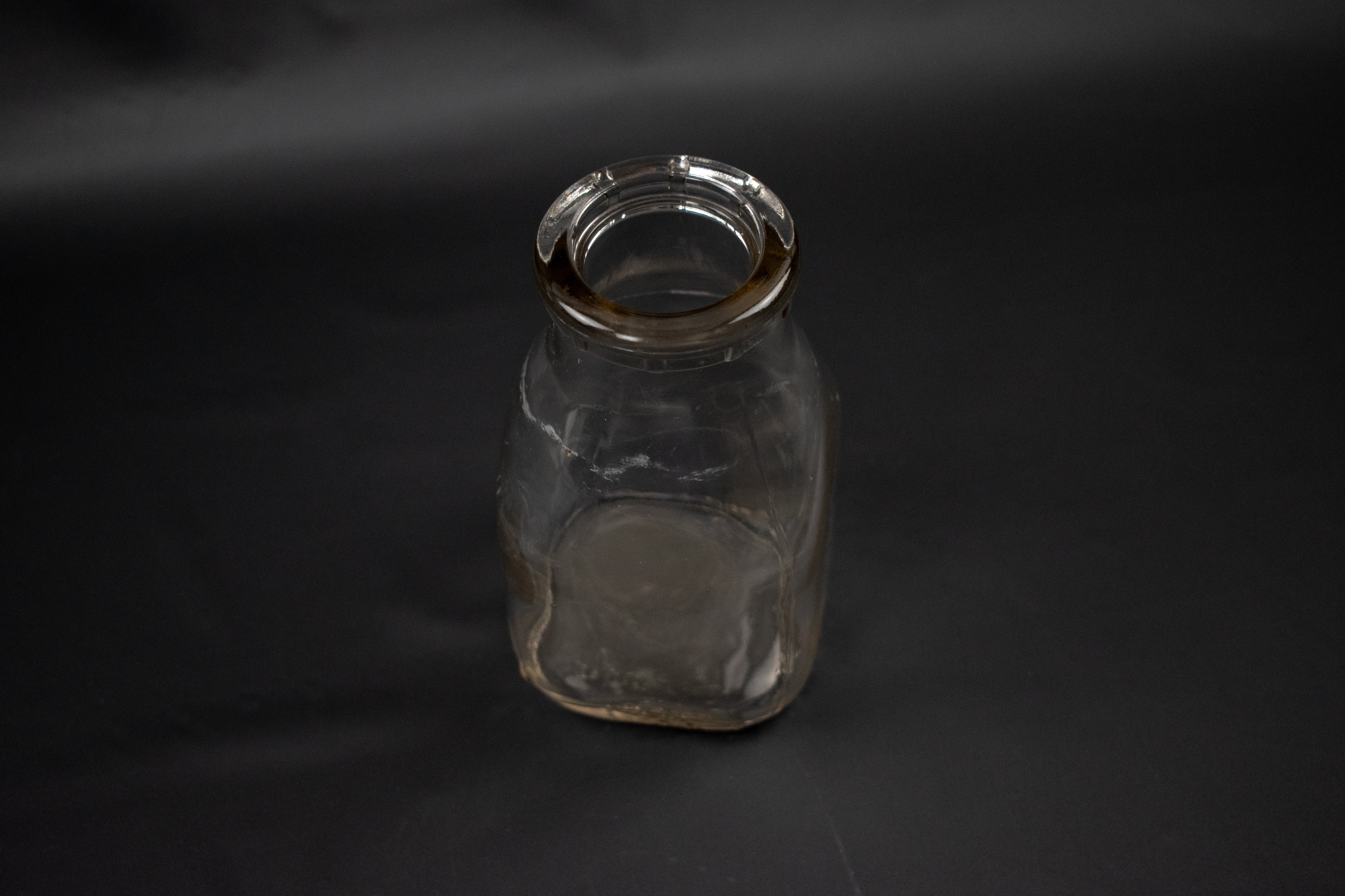 Glass Mini Jar 4 and half inch used Bottle Short Milk Container 940 18/5 Vintage