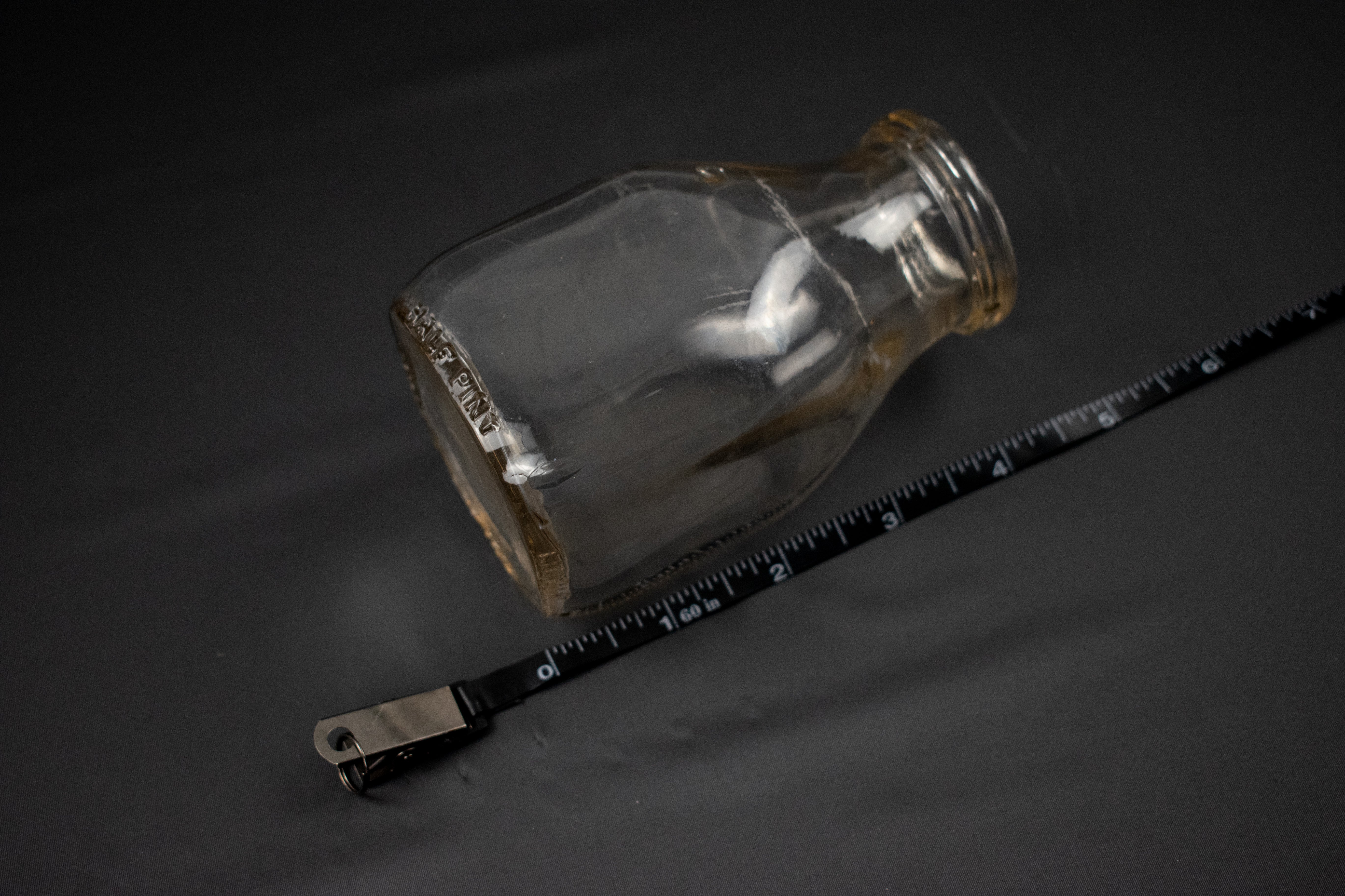 Glass Mini Jar 4 and half inch used Bottle Short Milk Container 940 18/5 Vintage
