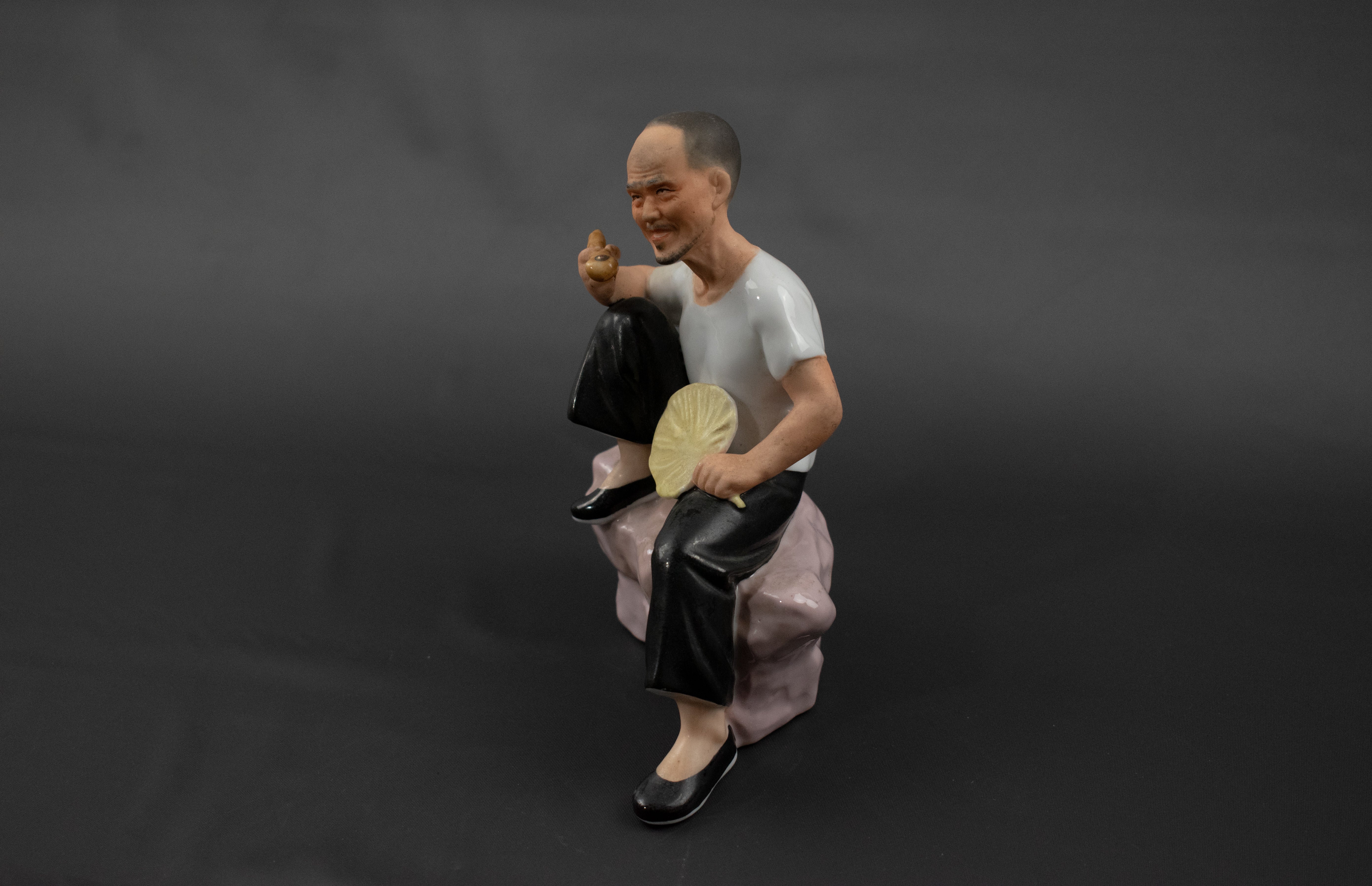Smoking Asian Man Ceramic Used Statue Used 5 inch