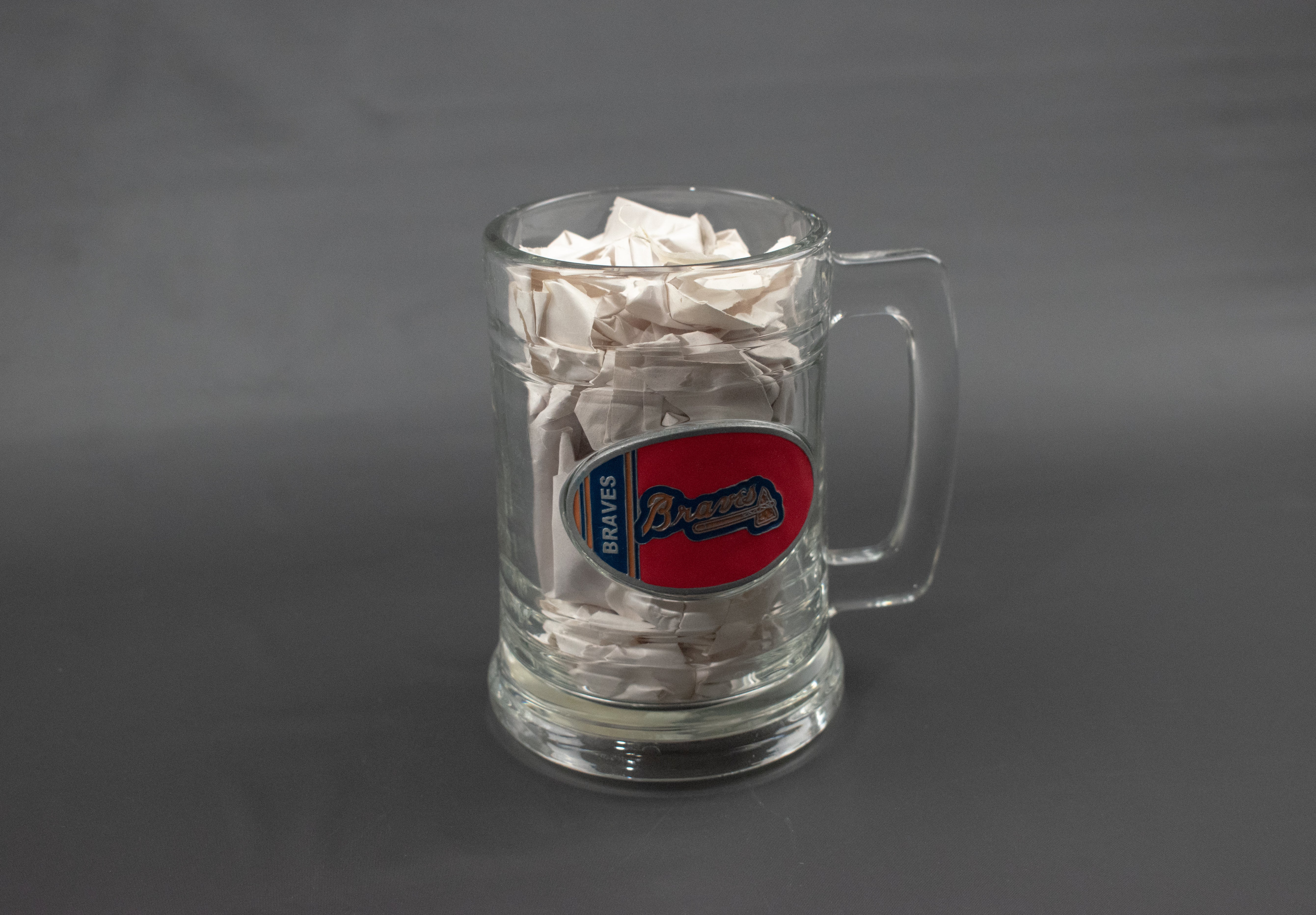 Atlanta Braves MLB Beer Mug Glass Collectible Cup Used 5 1/2 Inch tall