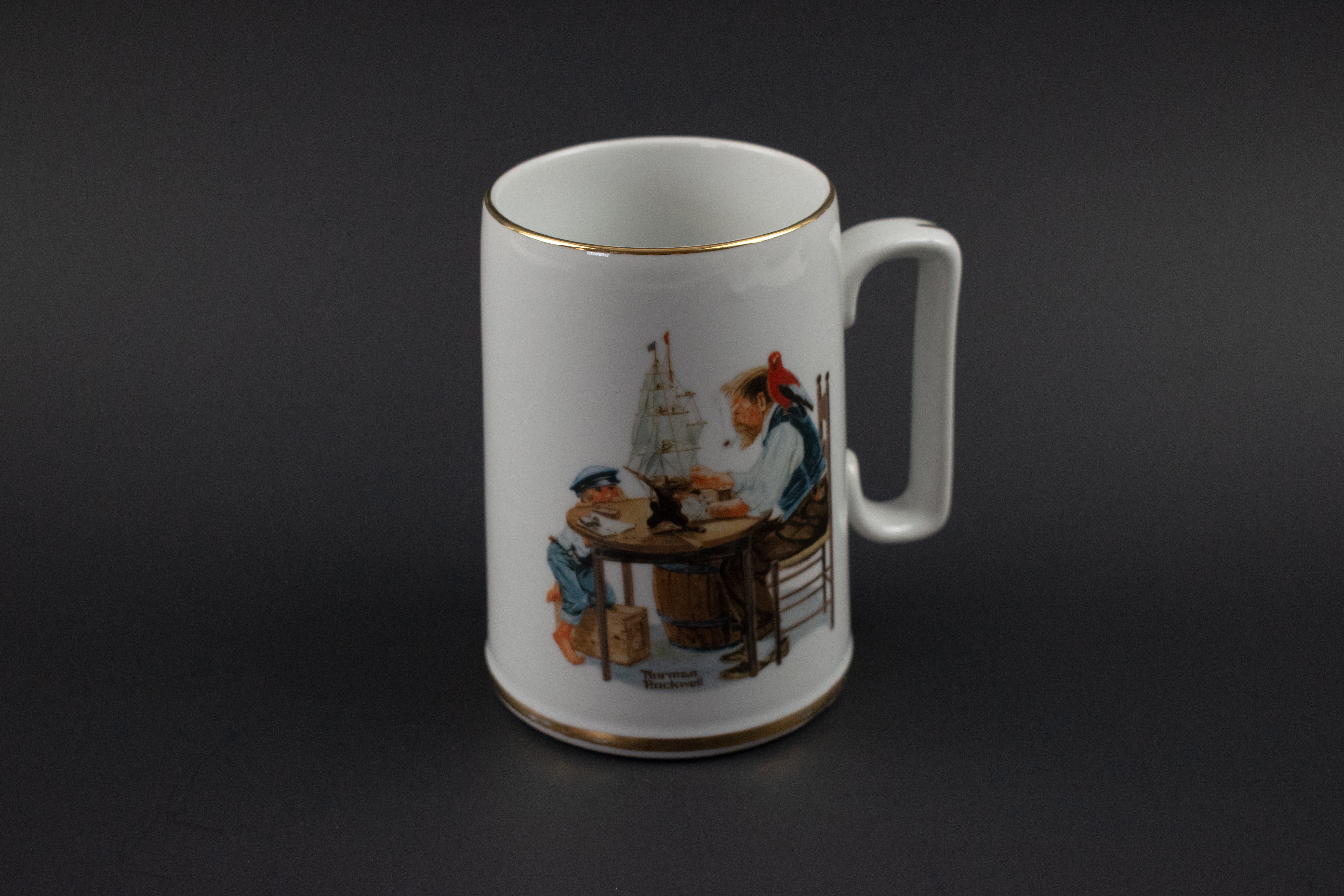 Norman Rockwell Collectible Coffee Cup Used White Mug