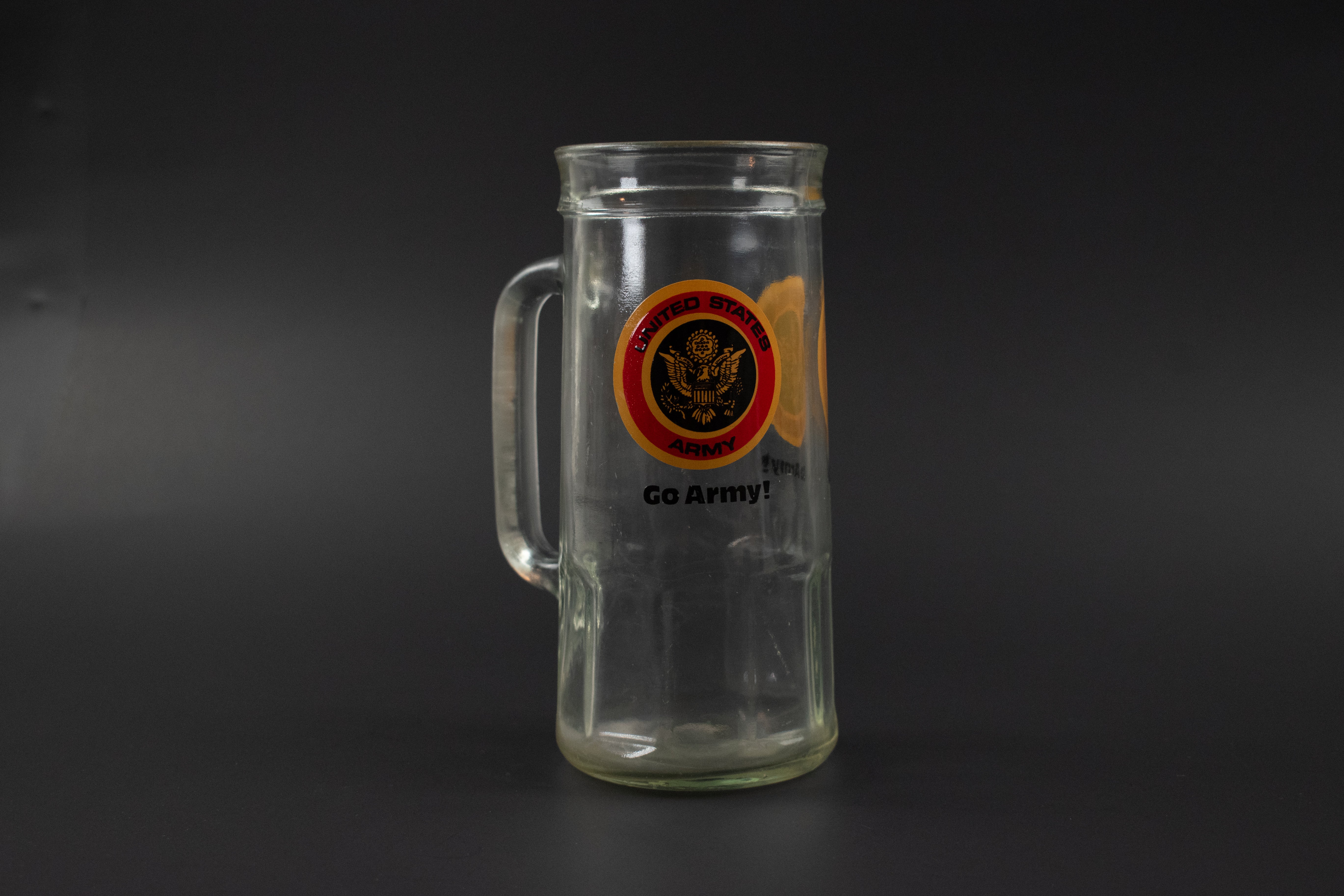 Vintage United States Army GO Army Fisher Glass Mug Vintage 6 1/2 Beer Mug