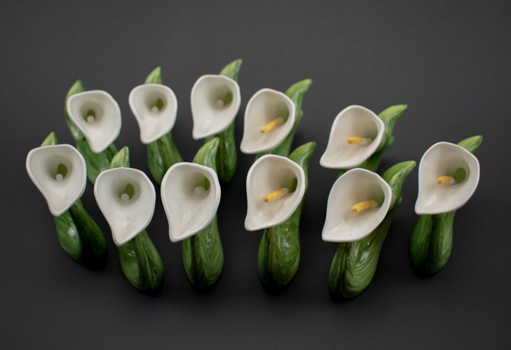 Vtg Lot 11 Lily Napkin Rings RPA PIA Bone China Philippines Flowers 1985