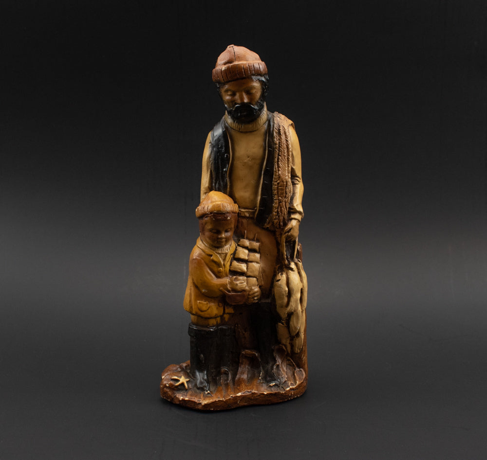 Fishermen and son 10 inch statue Orzeck Ware Massachusetts Used