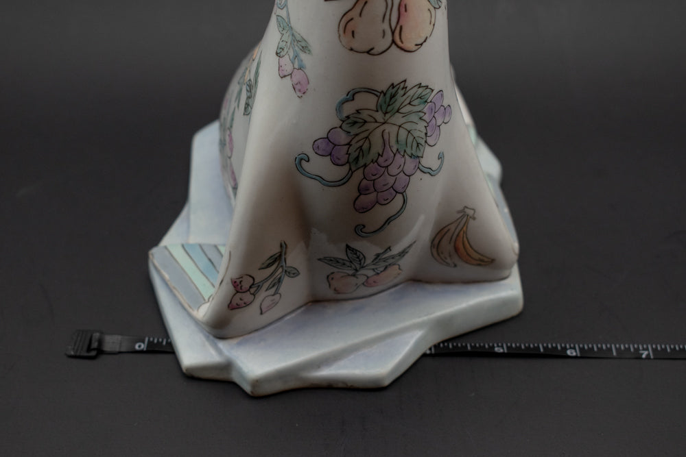 Wei Sea Lion Seal Otter Figurine 9” Porcelain Sea Ocean Shelf Sit Fruit Banana