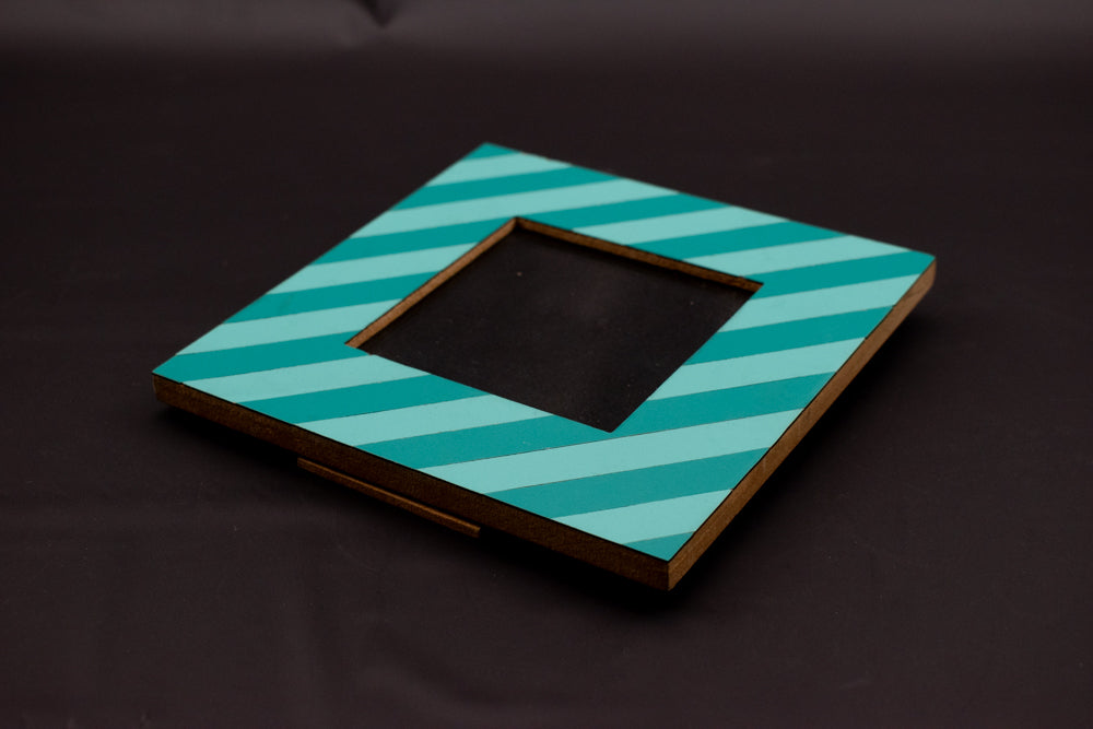 Picture Frame used Wood Teal Green Blue 4 x 4