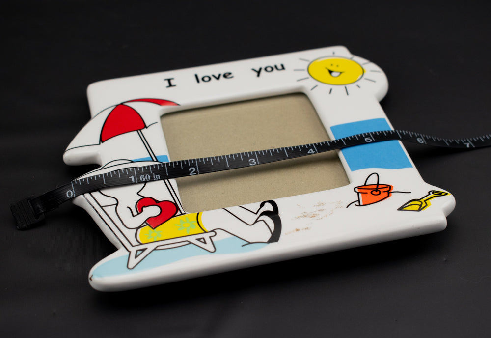 Picture Frame I LOVE YOU Beach themed 3x3 Used White Frame Photo