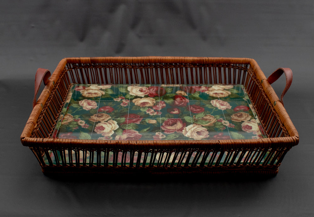 Living Room Basket Flower Cloth Magazine Book Table Organizer 18 x 13