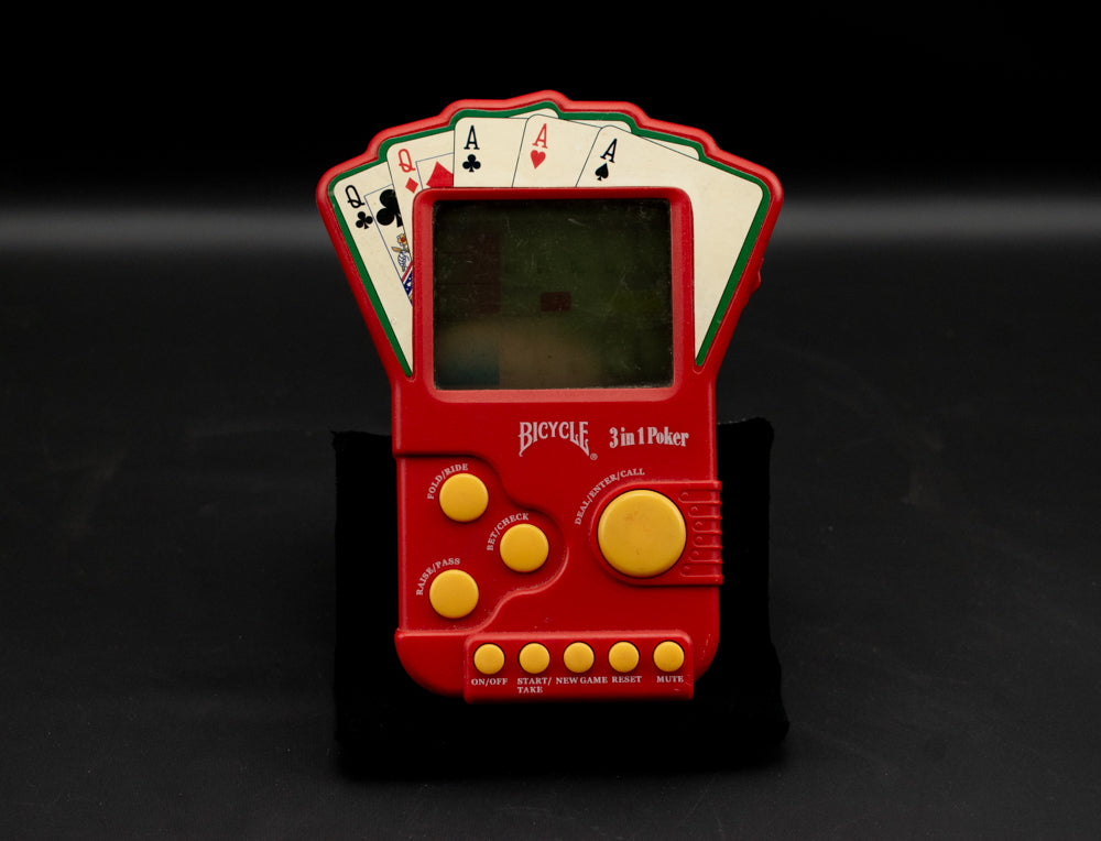 Bicycle 3 in 1 Poker Game Hand Held Electronic Game Red 2004 Techno Source