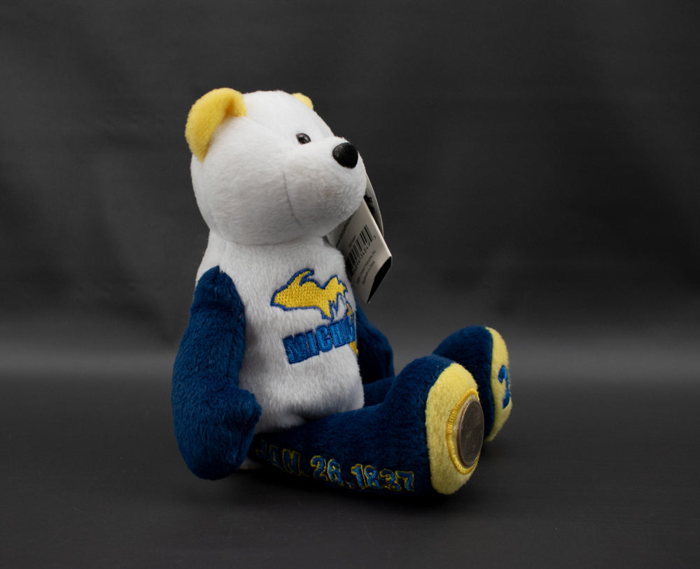 Michigan Limited Treasures Plush Coin Bear NWT 26th State Blue White