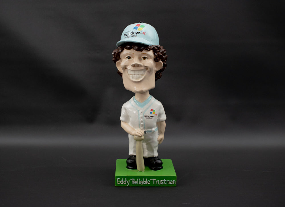 Microsoft Windows XP Pro Eddy "Reliable" Trust Man BobbleHead Baseball Bobble
