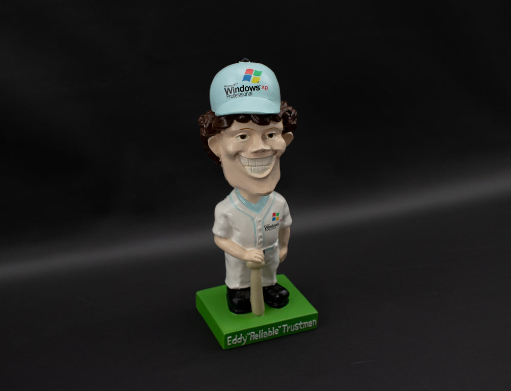 Microsoft Windows XP Pro Eddy "Reliable" Trust Man BobbleHead Baseball Bobble