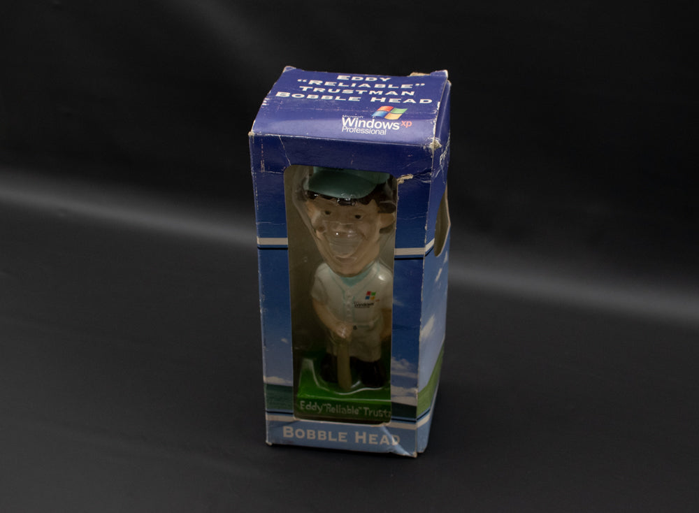 Microsoft Windows XP Pro Eddy "Reliable" Trust Man BobbleHead Baseball Bobble