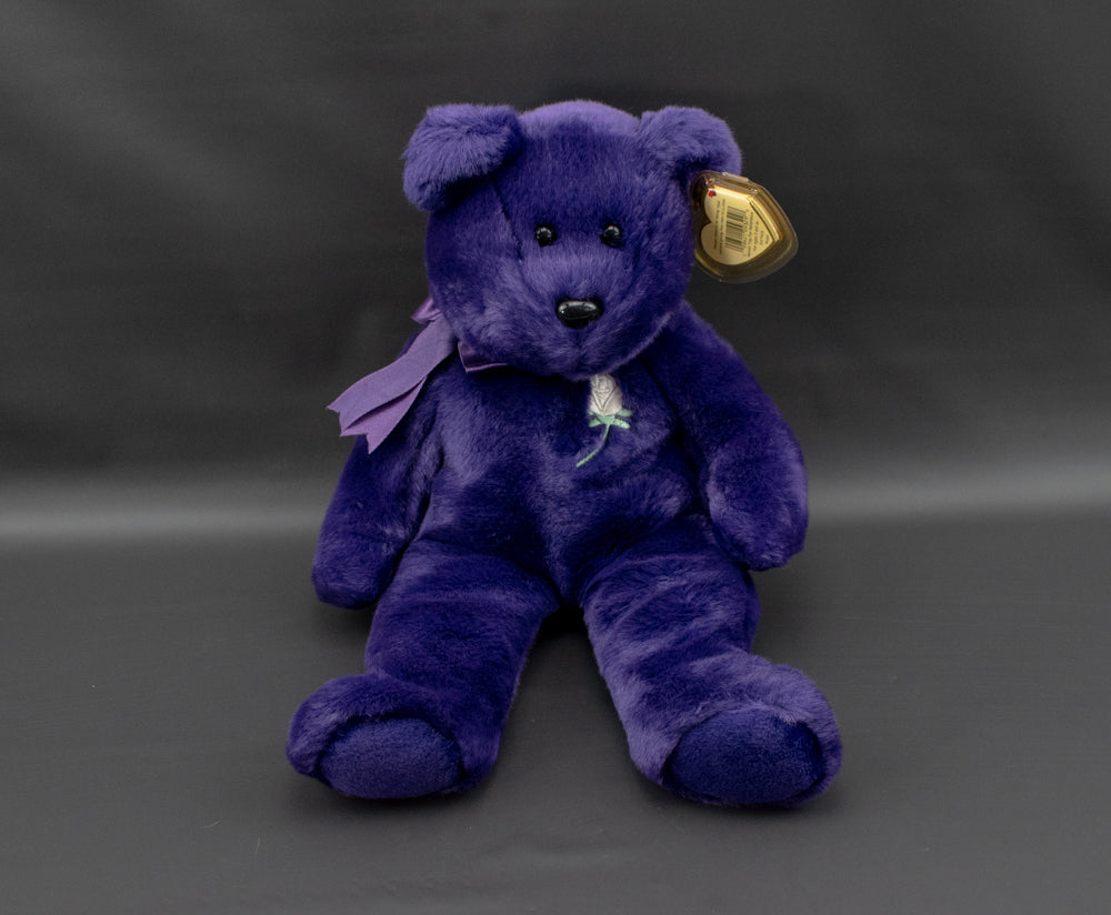 Princess Diana Beanie Baby Purple Bear Large 14in 1998 PE Pellets