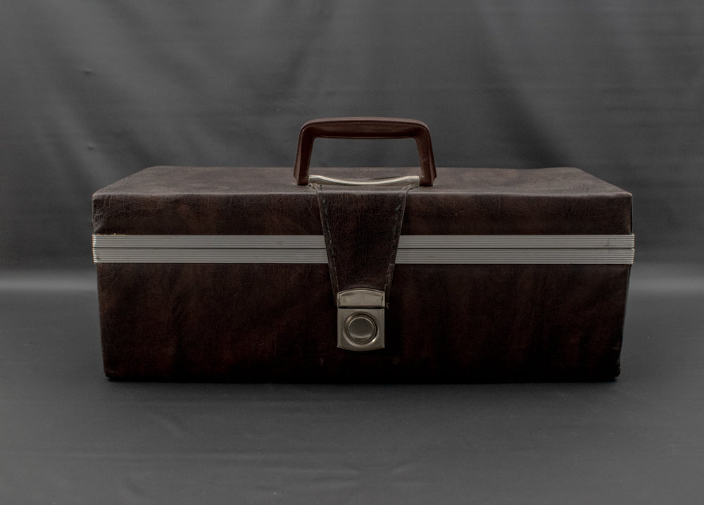 8 Track Carry Collection Case Large used 24 Slots Brown Leather