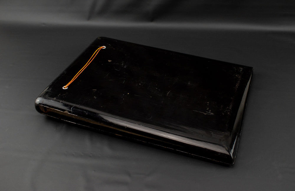 Vintage Hand Painted Japanese Wood Photo Booklet Photo Album Artwork Used Black