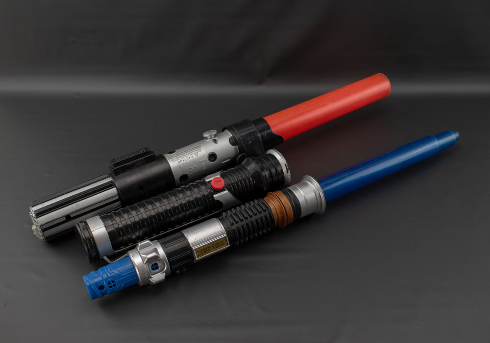 Star Wars Light Sabers Red Blue Hasbro Toy Swords x3 Used Lot