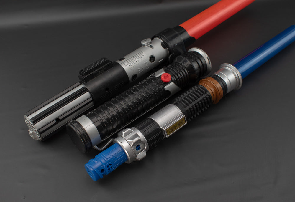 Star Wars Light Sabers Red Blue Hasbro Toy Swords x3 Used Lot