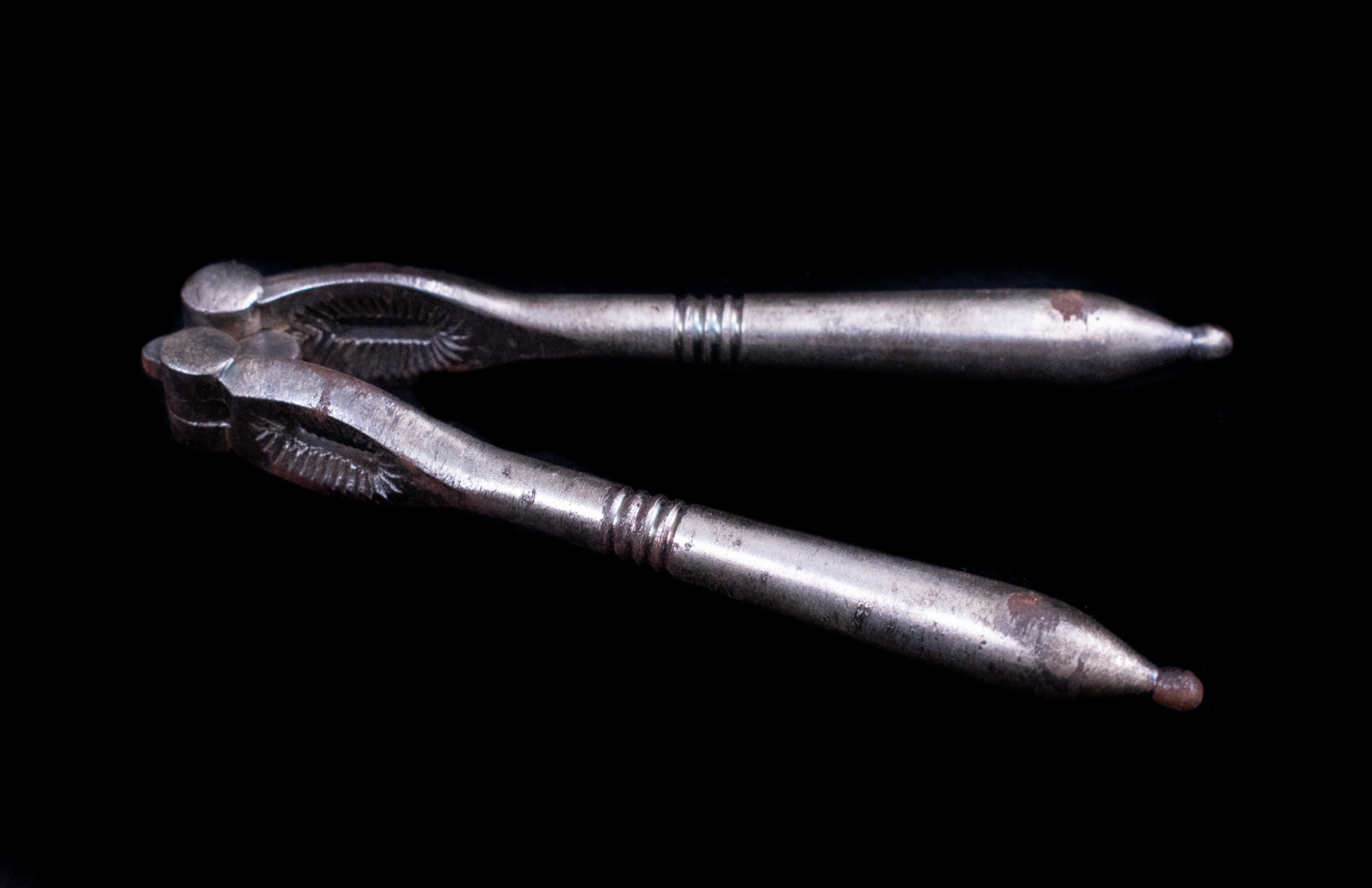 Antique Silver Solid Vintage Nut Cracker Used 5in