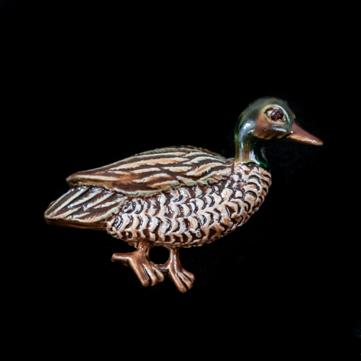 Duck Pin Vintage Steven Marc Enamel Duck Red Rhinestone Eye Brooch Used
