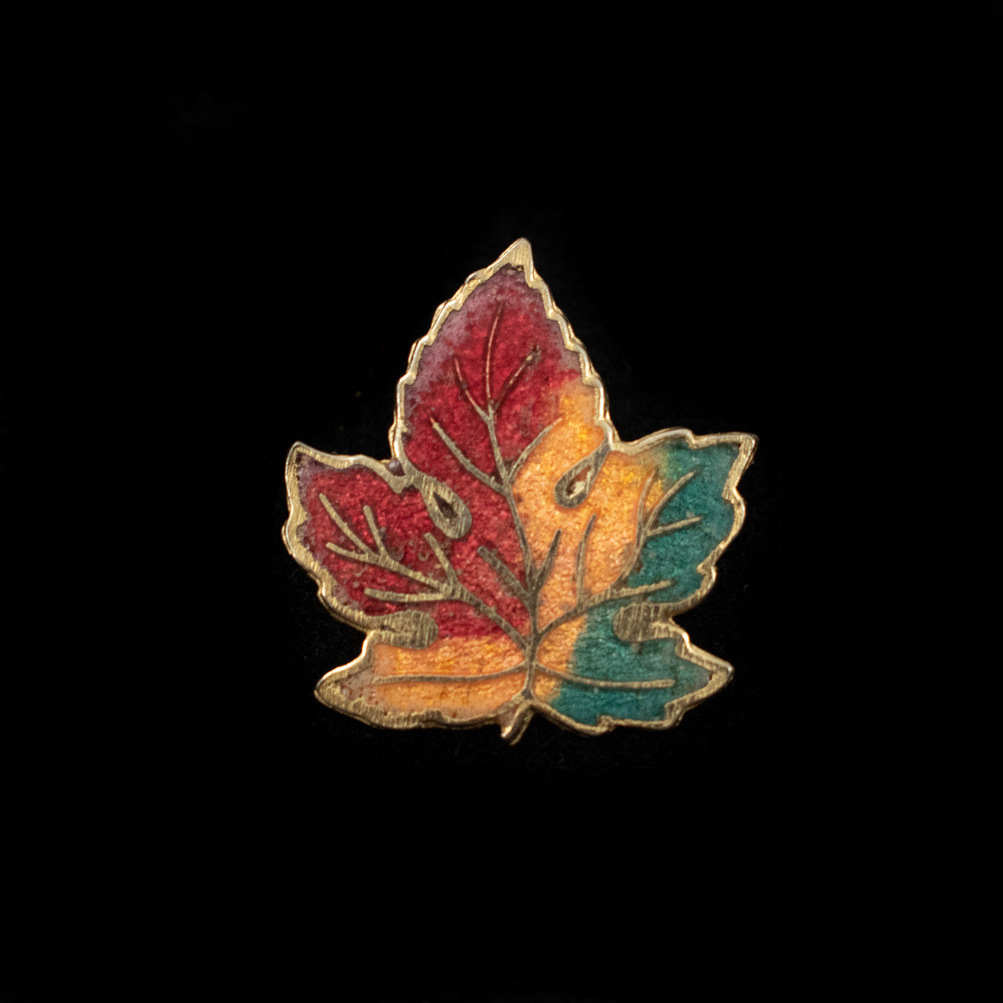 Colorful Leaf Pin Used Red Yellow Green Gold Collectible PIN
