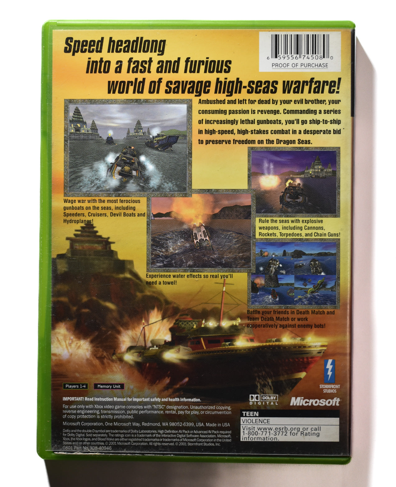 Xbox Blood Wake High Speed gunboat Warfare Microsoft Xbox Original USED