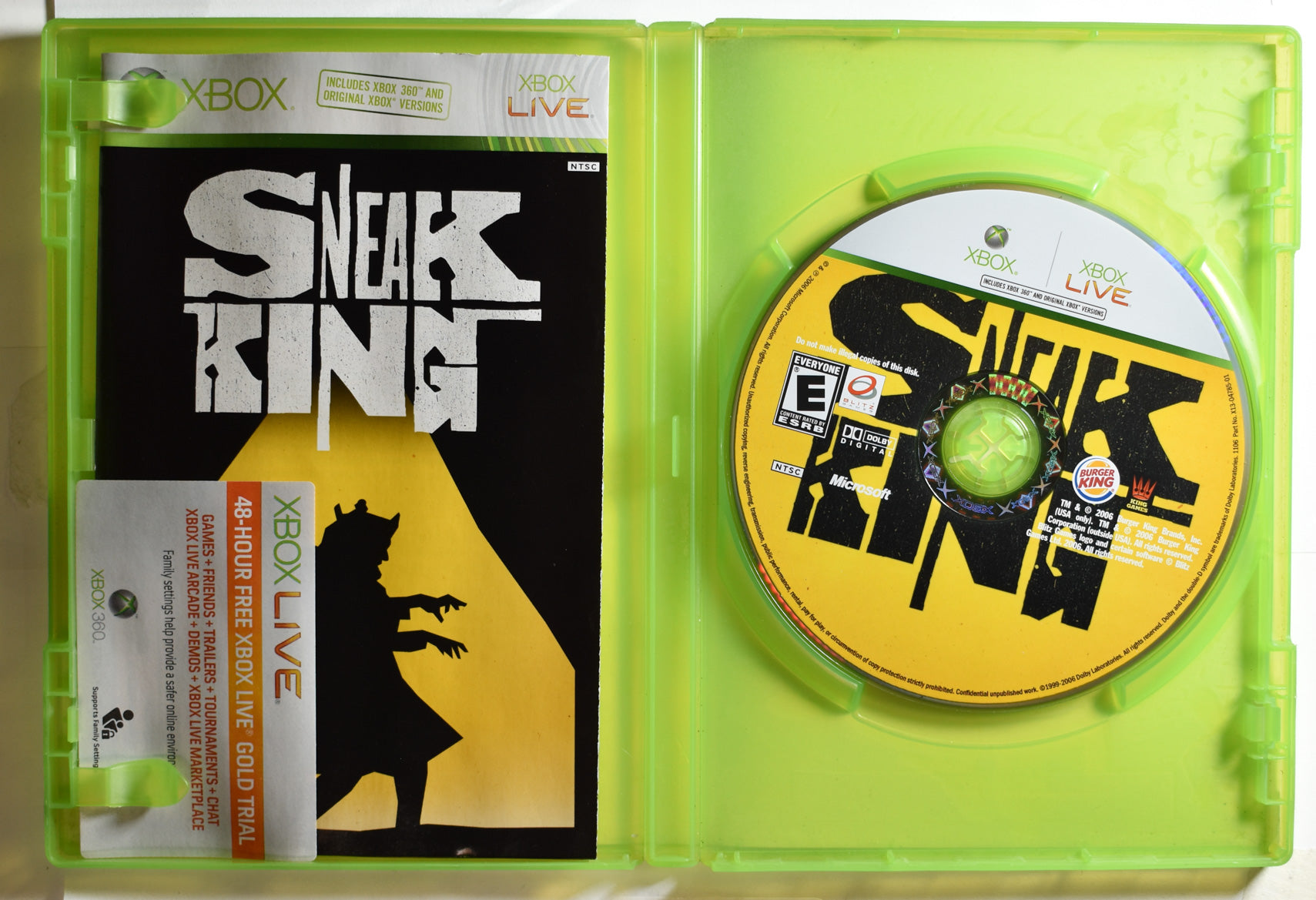 Xbox Sneak King Game Burger King Microsoft Original Xbox Game Used