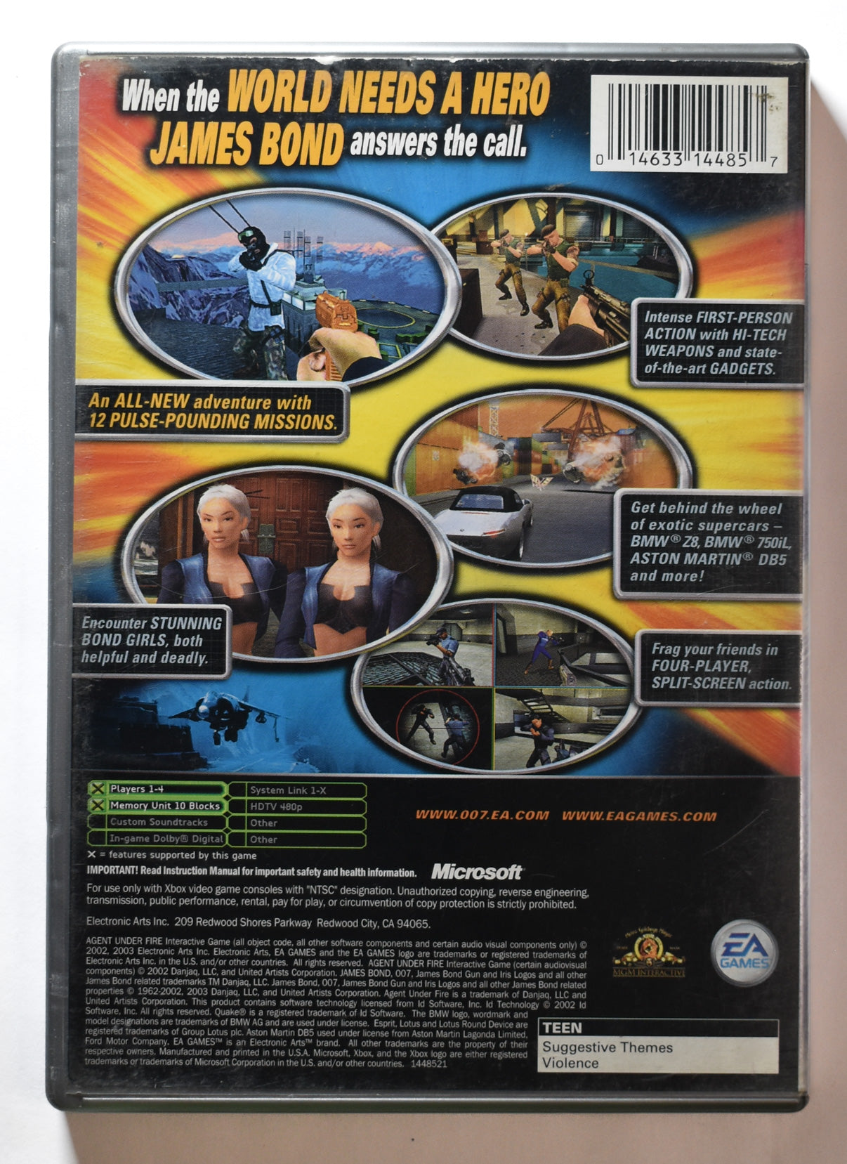 Xbox 007 Agent Under Fire Original Microsoft Game Used Platinum Hits
