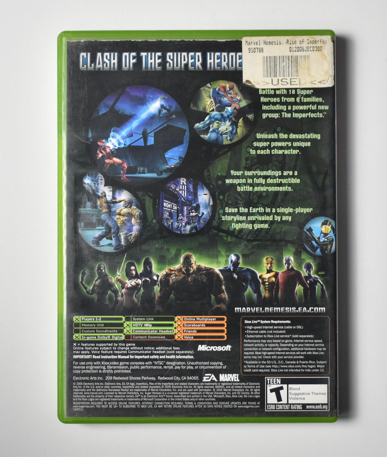 Xbox Video Marvel Nemesis Rise of the Imperfects Microsoft Xbox Used
