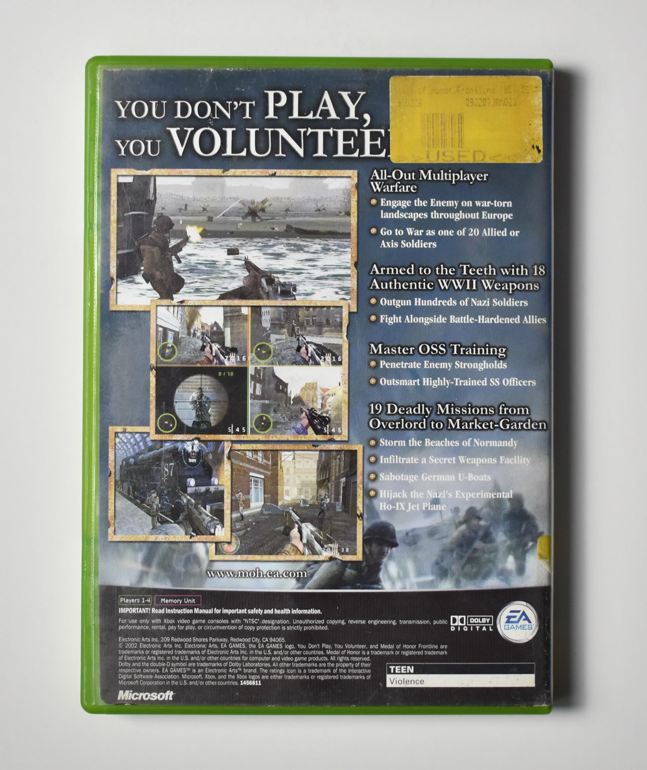 Medal of Honor Frontline Microsoft Xbox Original Game Used