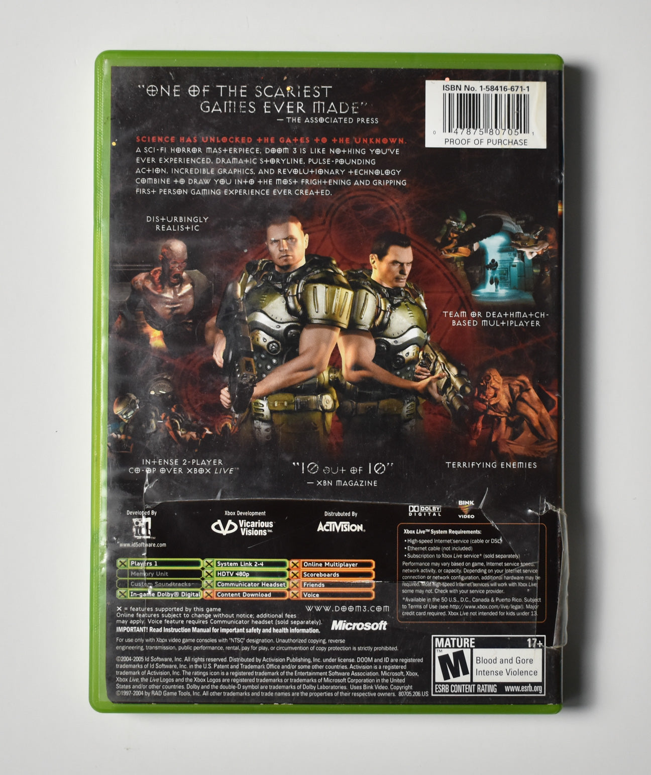Xbox Doom 3 Used W Case Microsoft Xbox Original USED