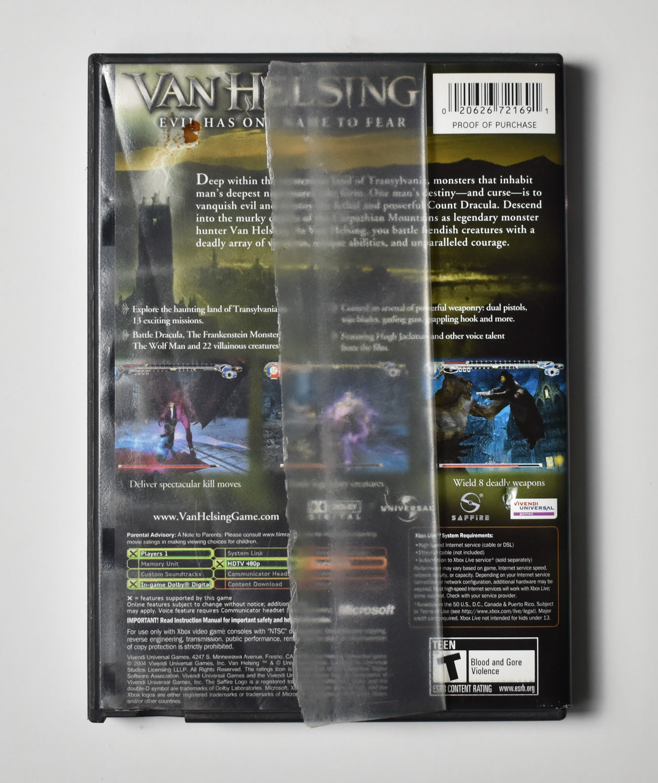 Xbox Van Helsing Game Used Microsoft Xbox Original USED