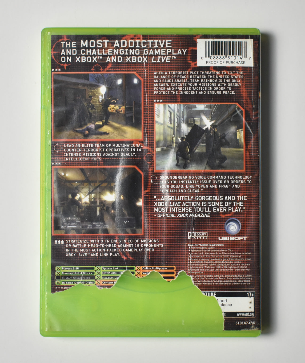 Xbox Rainbow Six 3 Video Game Microsoft Original Xbox Game