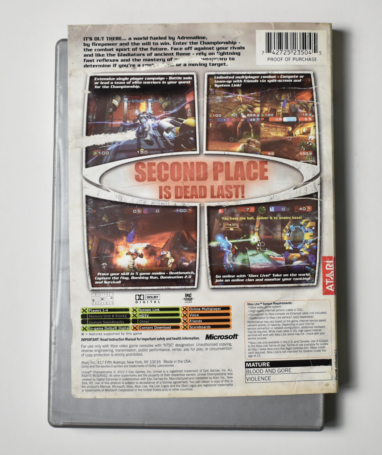 Xbox Unreal Championship Platinum Hits Game Used Damaged Booklet