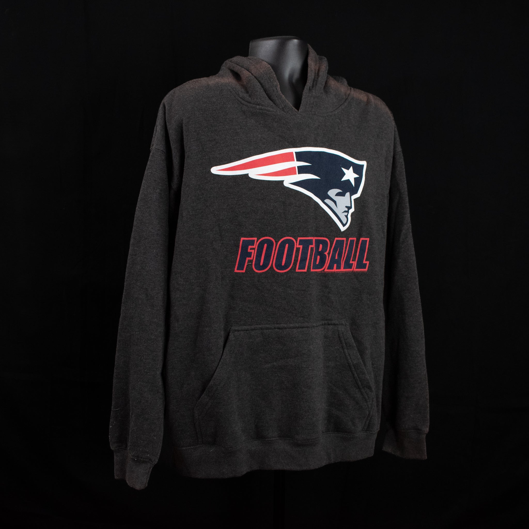 Patriots 2XL Adult Sweatshirt Dark Gray Team Apparel NFL Hoodie Damaged Pullover
