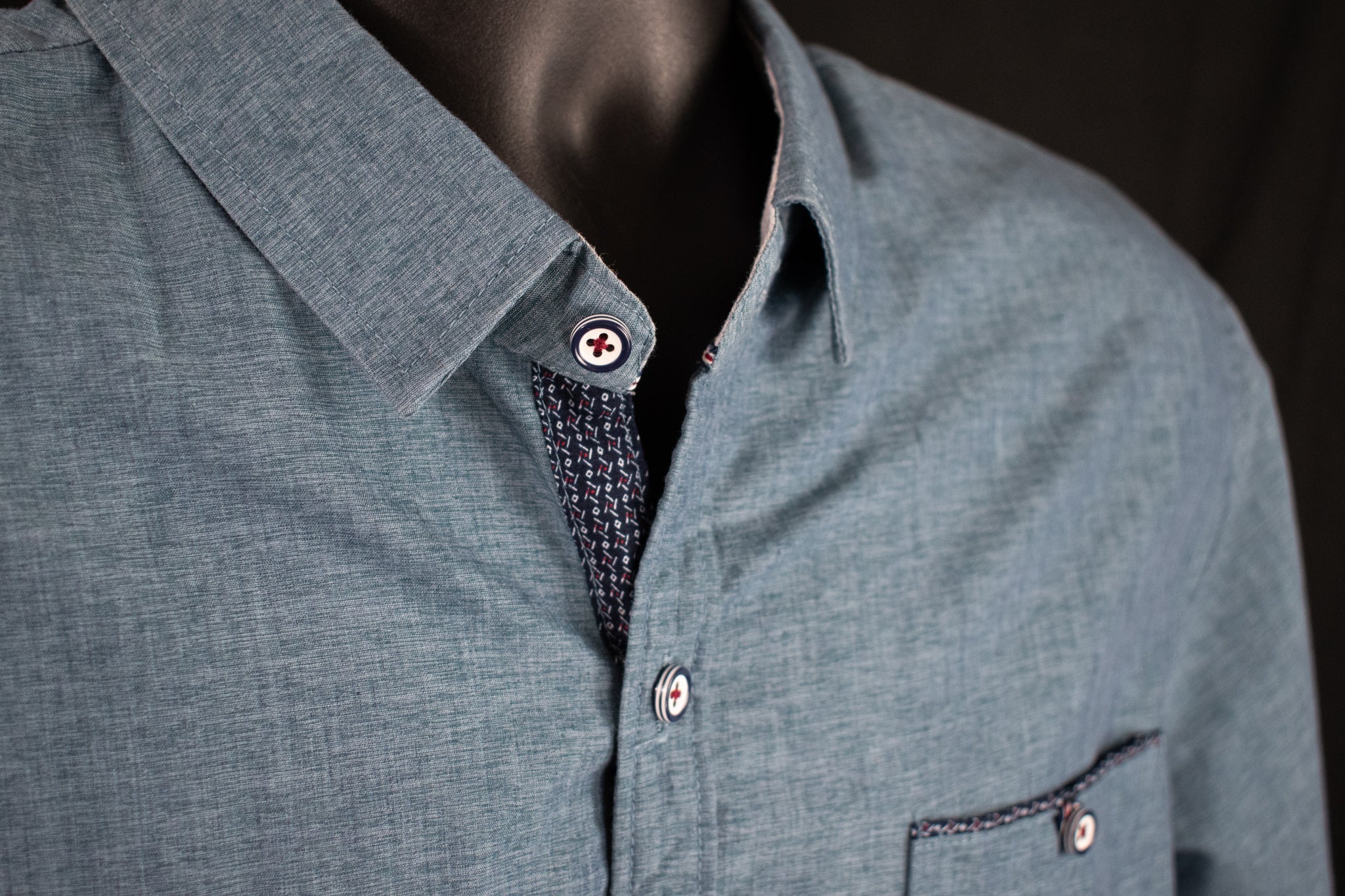 Craft Flow Mens Short Sleeve Button Up Collar Shirt Large Slim Fit Blue Used