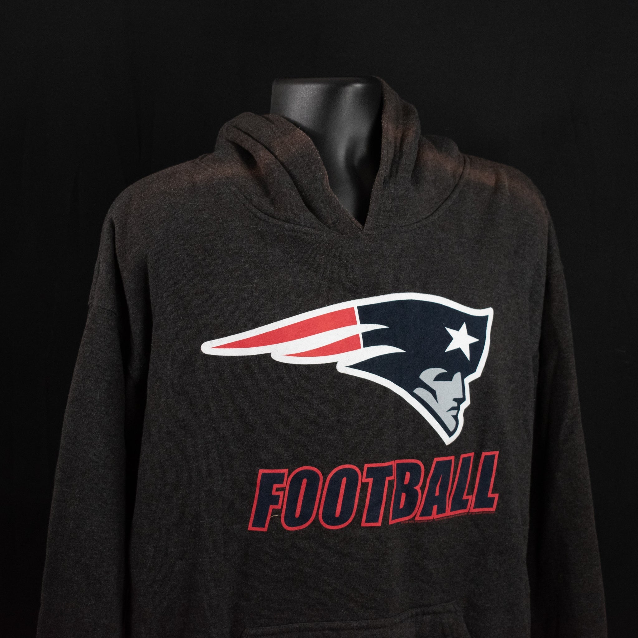 Patriots 2XL Adult Sweatshirt Dark Gray Team Apparel NFL Hoodie Damaged Pullover