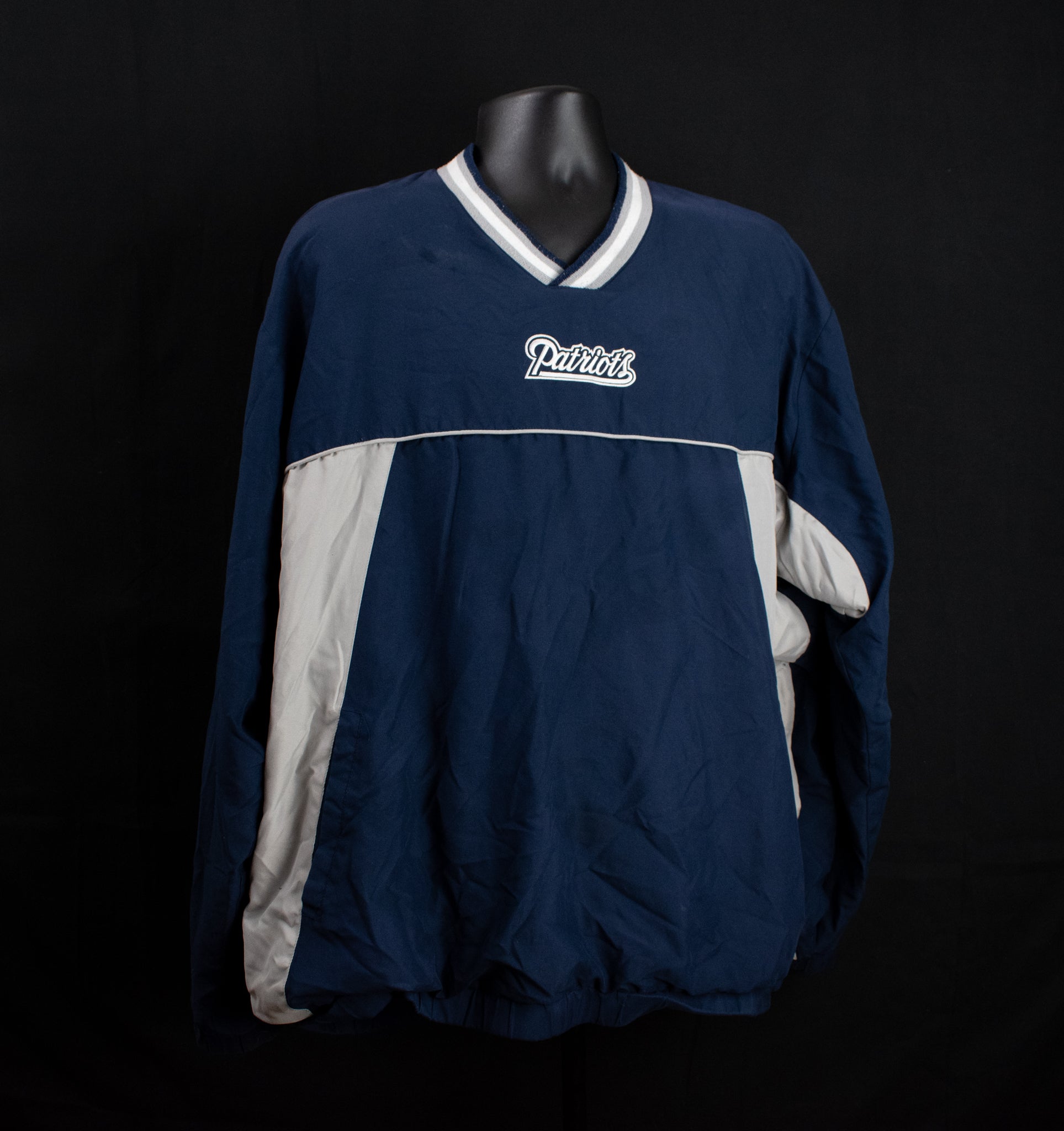 New England Patriots Adult Pullover Windbreaker Jacket Blue NFL Authentic XXL