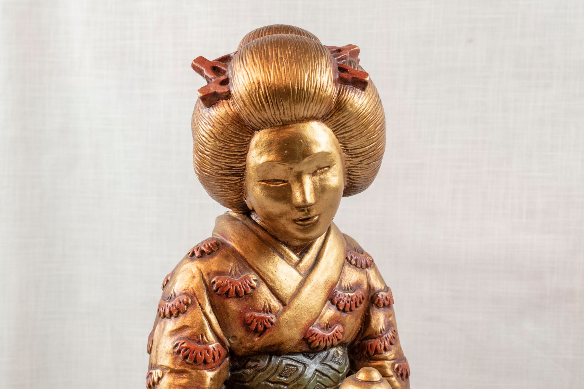 Japanese Statue Vintage Collectible Item Golden Asian Lady 1955