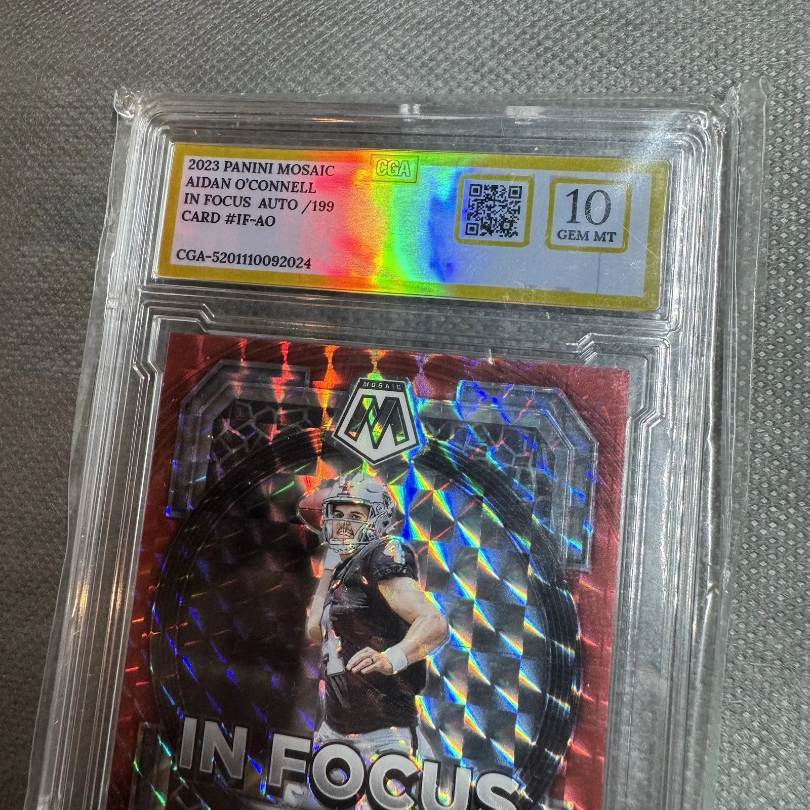 AIDAN O'CONNELL RC /49 AUTO RC Red POWER IN FOCUS Graded 10 2023 Raiders