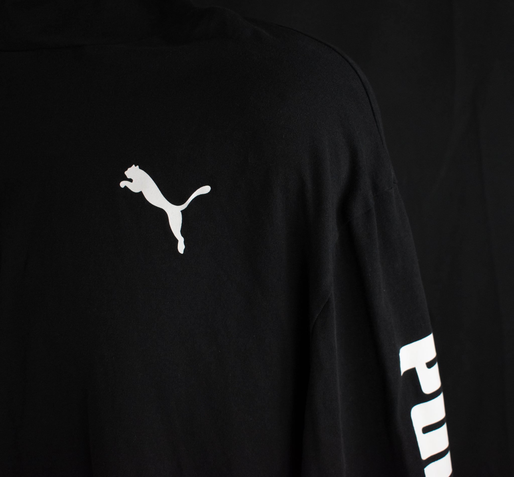 Puma Lightweight Hoodie Shirt Black White Adult XL Long Sleeve Workout Shirt
