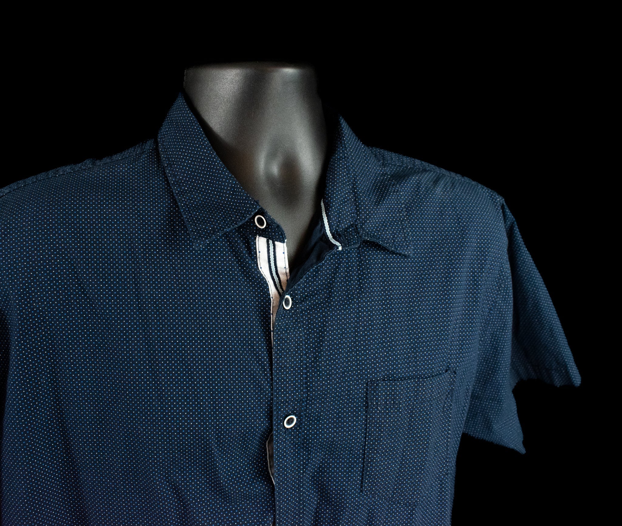 Monument Dress Shirt Short Sleeve Mens Slim Fit Blue X-Large Button Up Collar Shirt