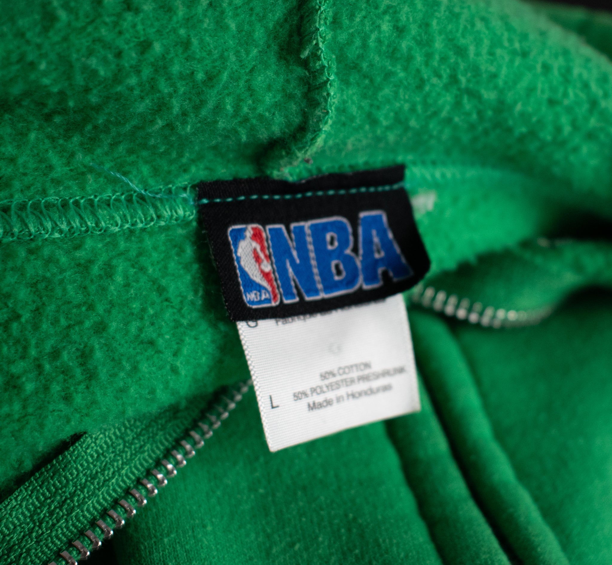 Celtics Basketball Sweatshirt Green Zip Up Hoodie Large Adult Mens NBA