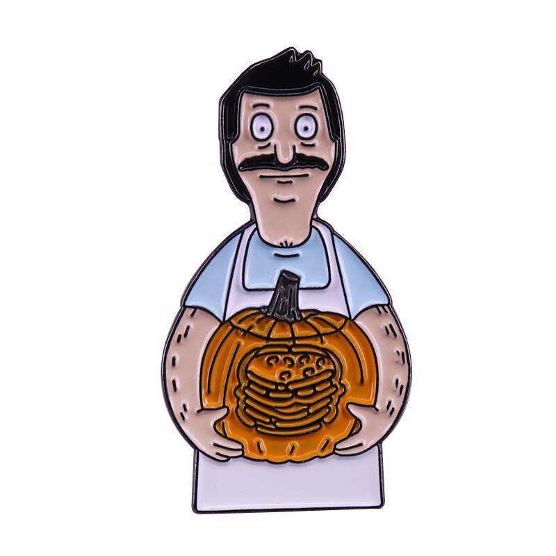 Cartoon Burger Shop Cartoon Animation Brooch Burger Badge Hidden in Pumpkin Fun