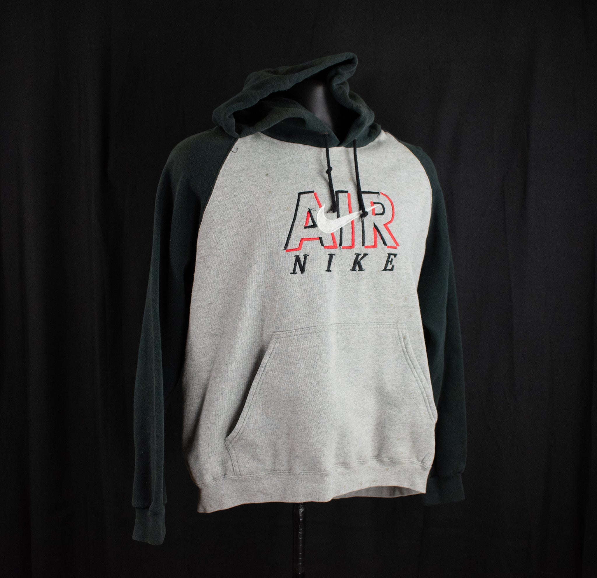 Nike Air Sweatshirt Vintage Black Gray Hoodie Pullover USA XL Youth