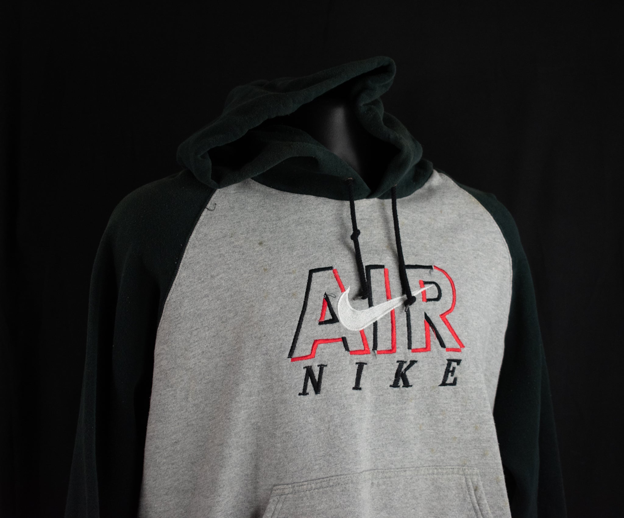 Nike Air Sweatshirt Vintage Black Gray Hoodie Pullover USA XL Youth